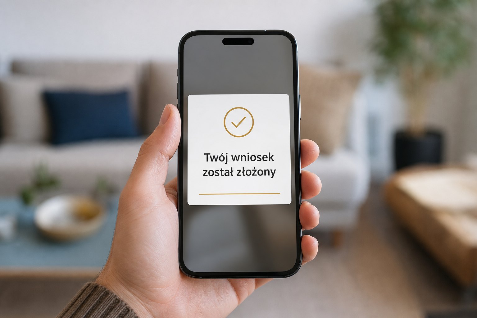 Telefon z powiadomieniem o złożonym wniosku kredytowym
